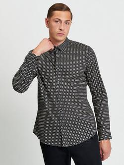 Ben Sherman Geometric Print Cotton Shirt, Black/Multi, Black/Multi