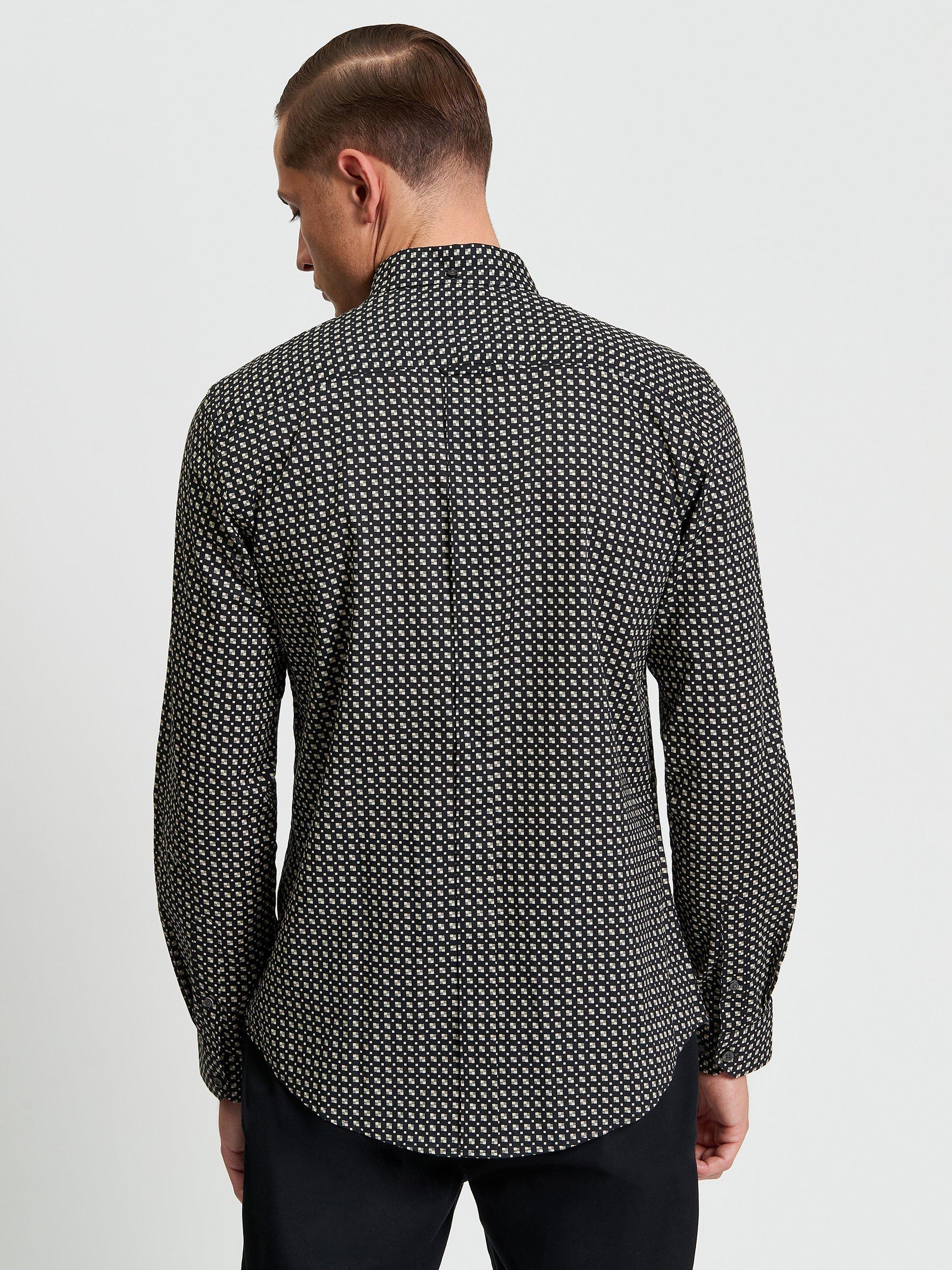Product image 2 of 5, which shows Ben Sherman Geometric Print Cotton Shirt, Black/Multi, S