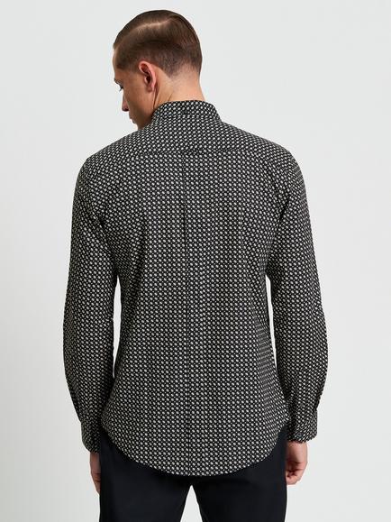 Ben Sherman Geometric Print Cotton Shirt, Black/Multi - view 2, Black/Multi