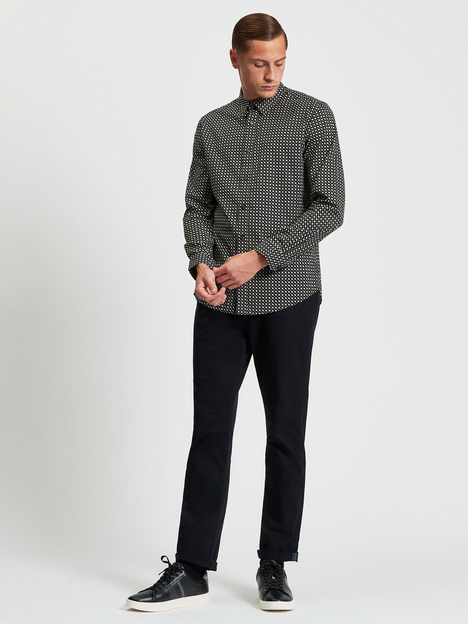 Product image 3 of 5, which shows Ben Sherman Geometric Print Cotton Shirt, Black/Multi, S
