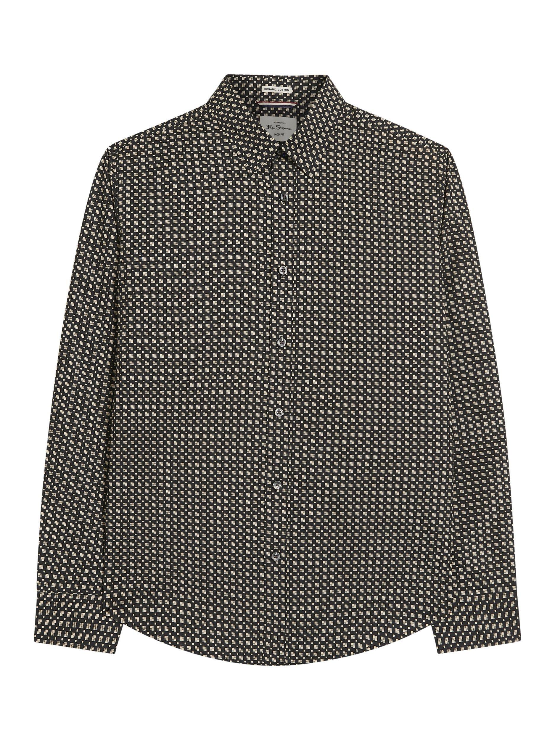 Product image 5 of 5, which shows Ben Sherman Geometric Print Cotton Shirt, Black/Multi, S