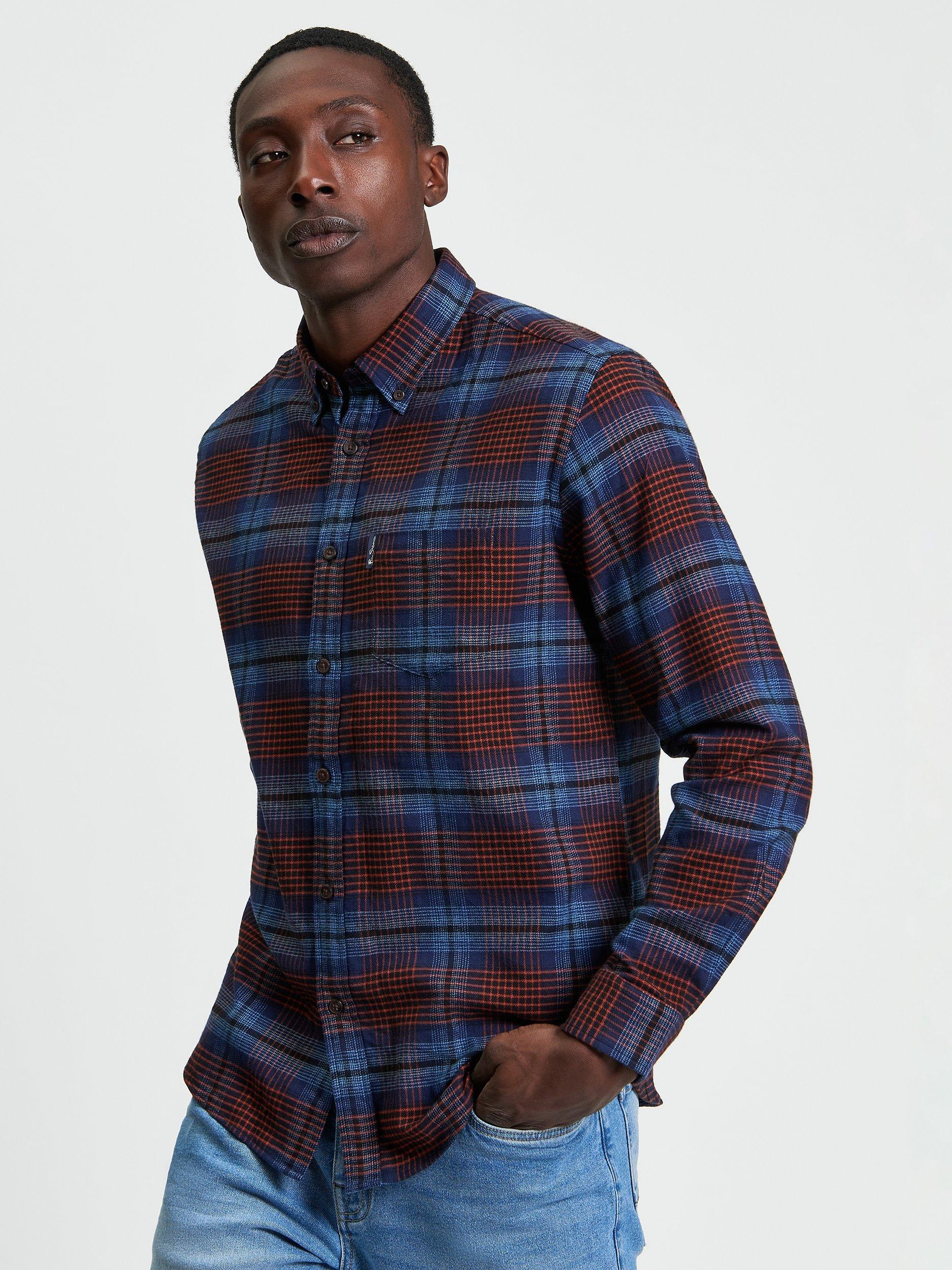 Product image 1 of 5, which shows Ben Sherman Ombre Check Shirt, Marine, S