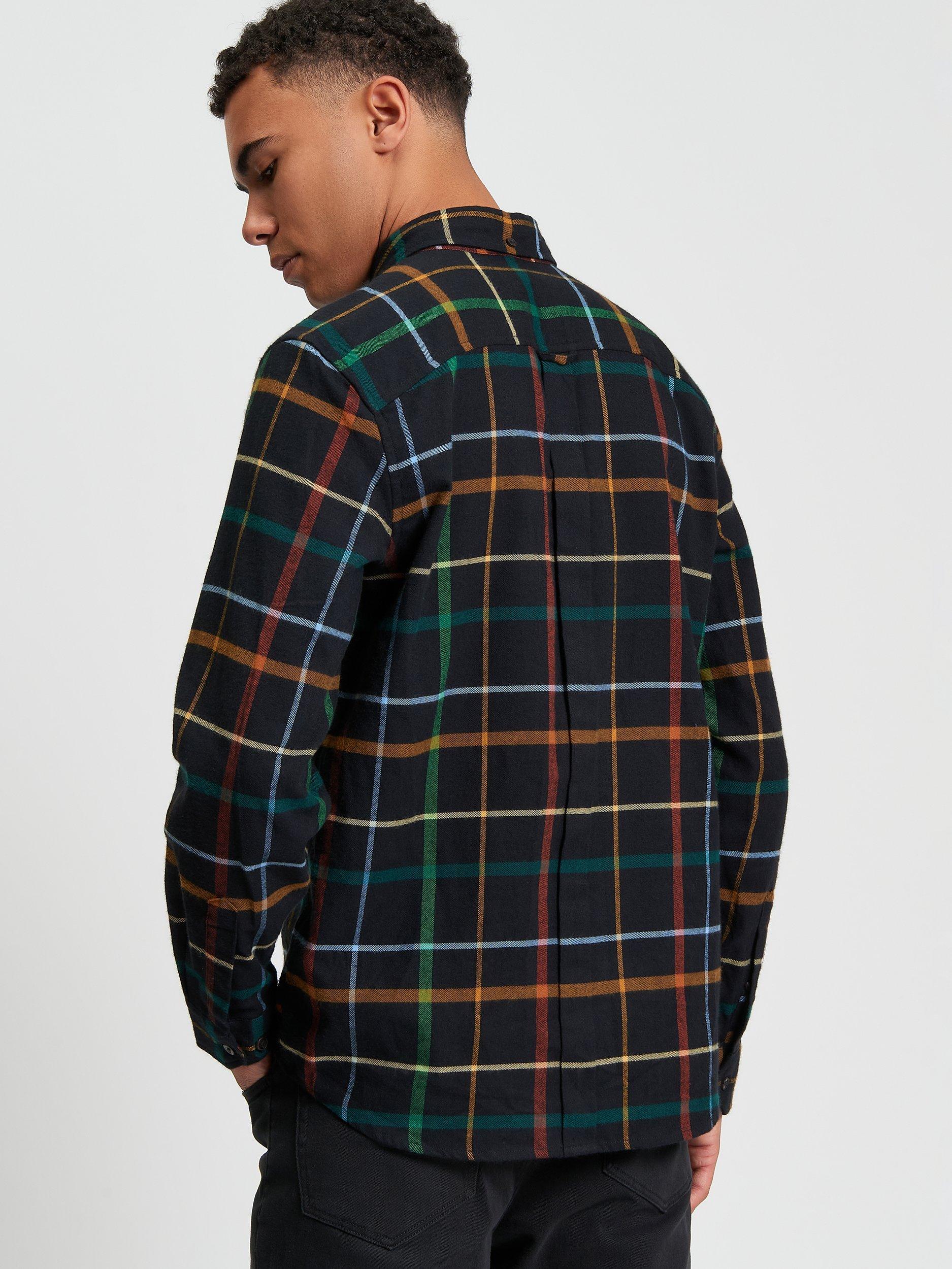 Product image 2 of 5, which shows Ben Sherman Brushed Check Cotton Blend Overshirt, Black/Multi, S