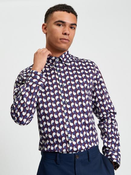 Ben Sherman Cotton Paisley Geometric Print Shirt, Multi, Multi