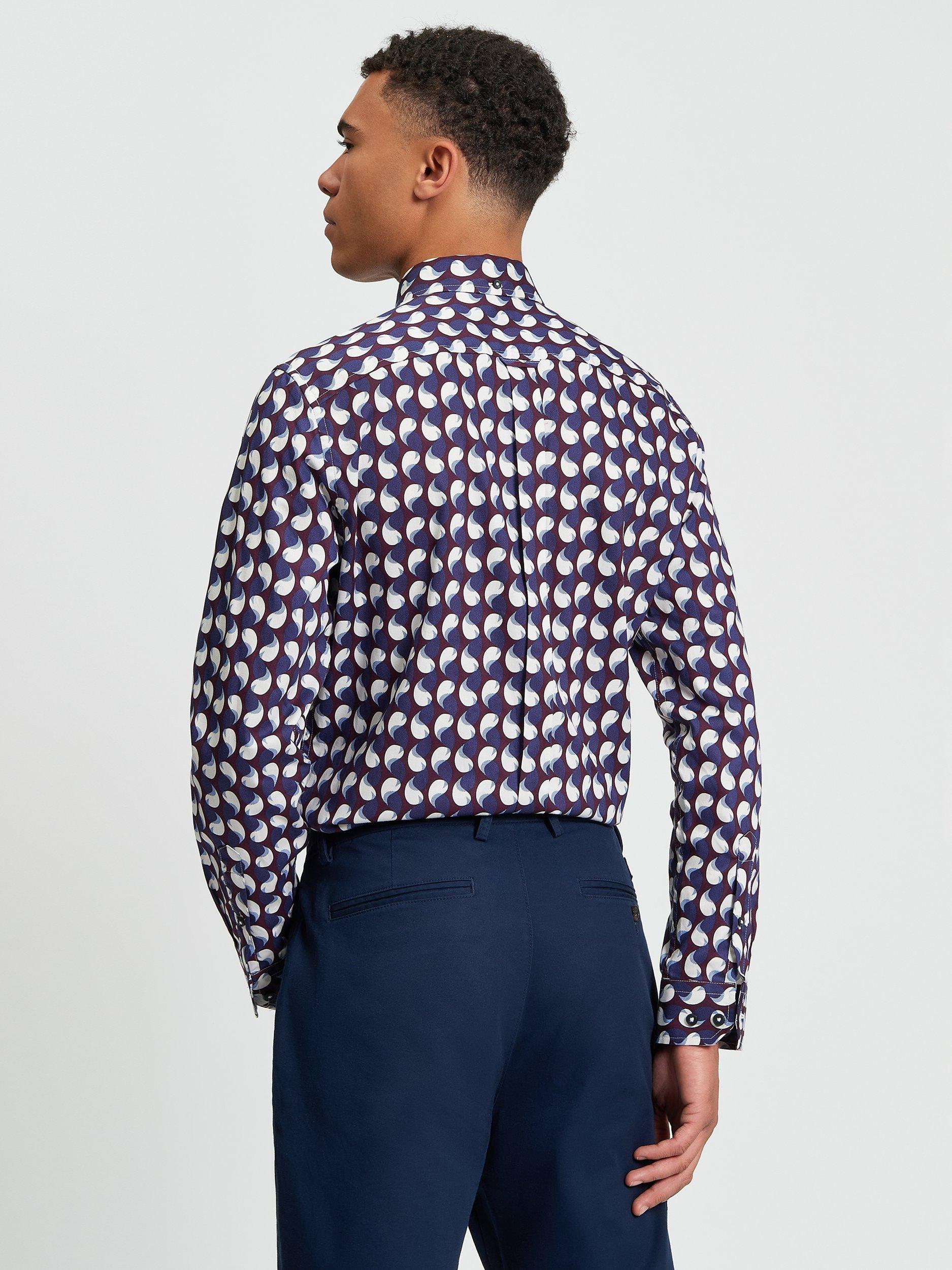 Product image 2 of 5, which shows Ben Sherman Cotton Paisley Geometric Print Shirt, Multi, S