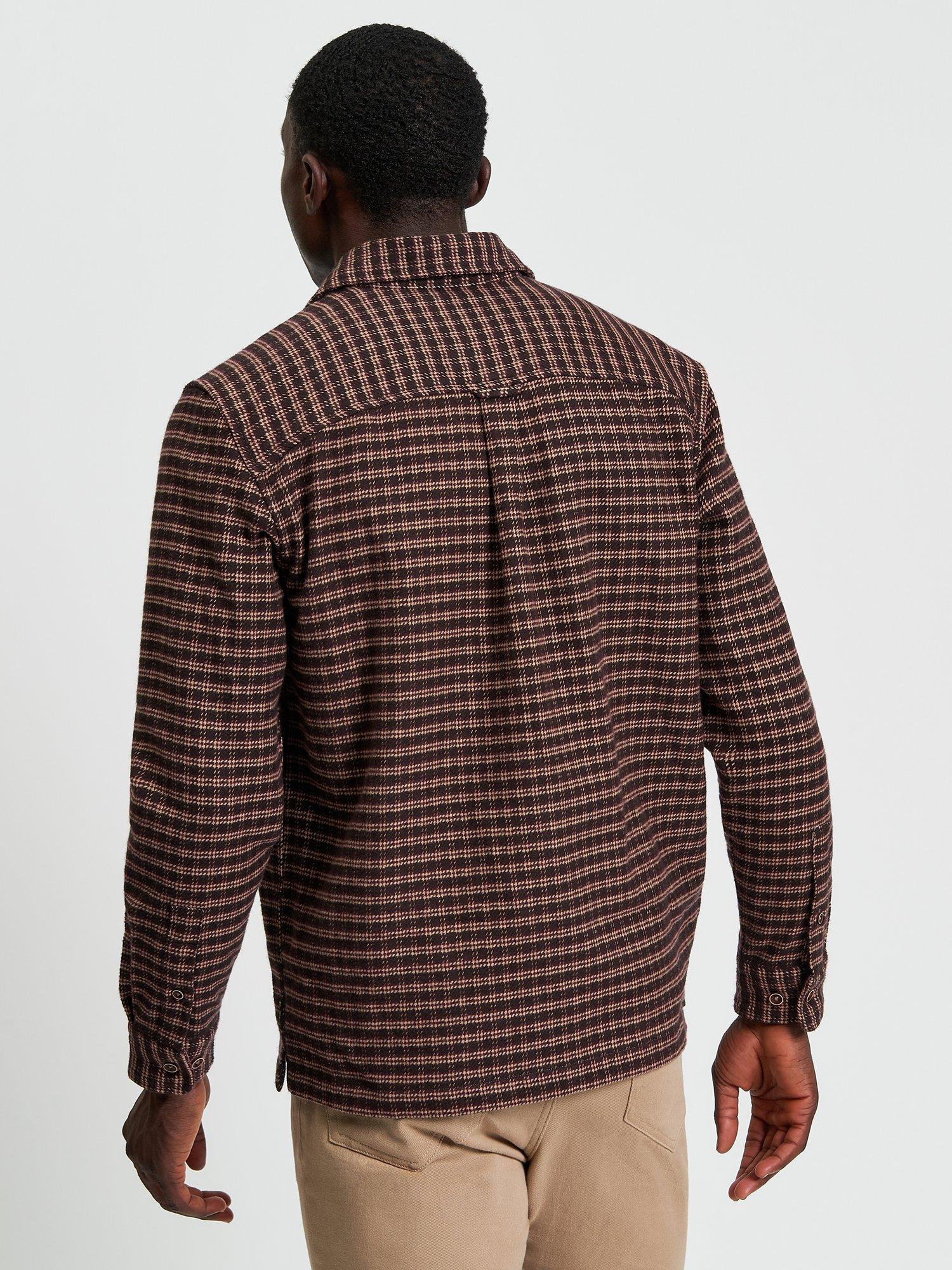 Product image 2 of 5, which shows Ben Sherman Puppytooth Cotton Overshirt, Brown, S