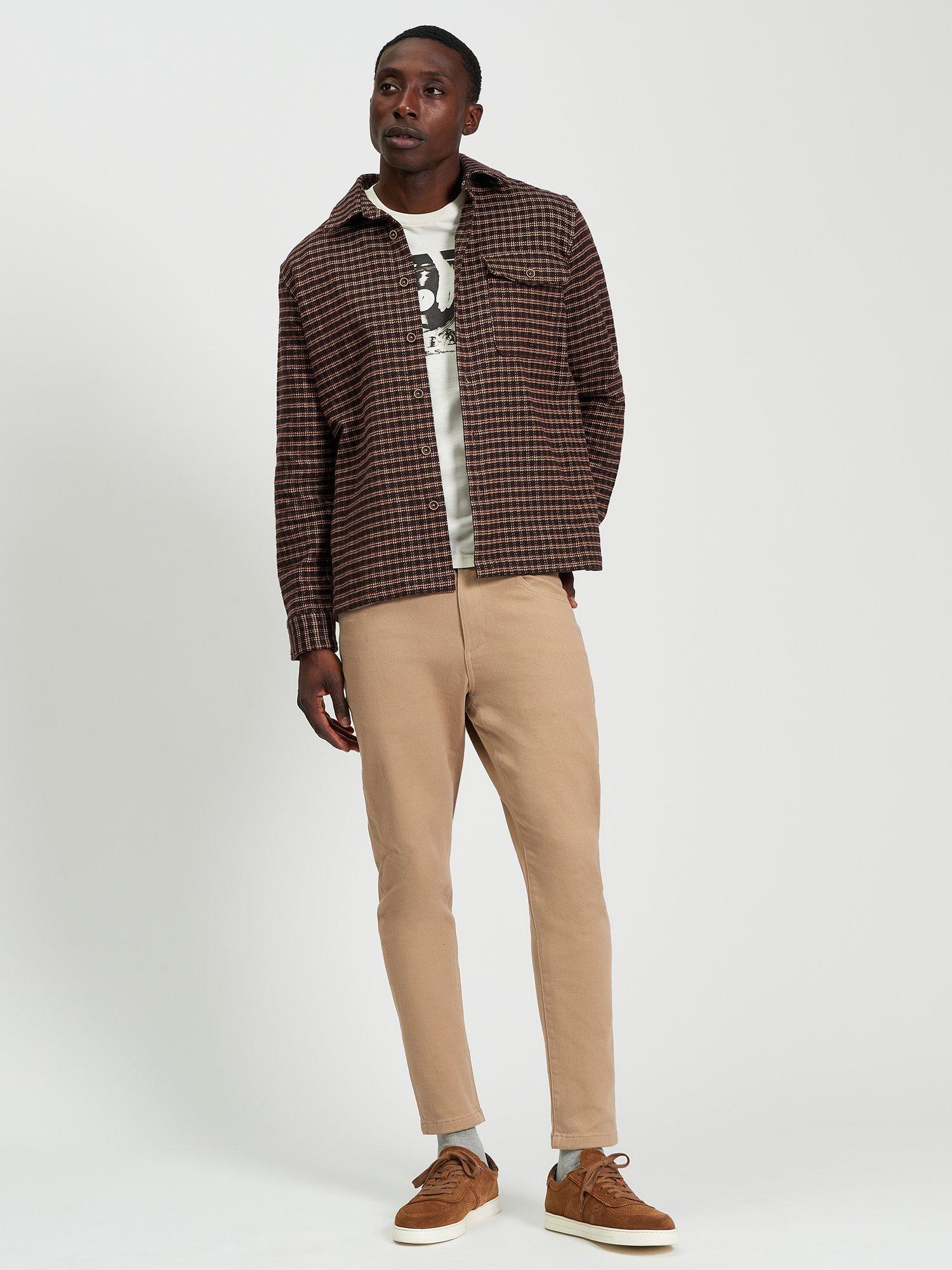 Product image 3 of 5, which shows Ben Sherman Puppytooth Cotton Overshirt, Brown, S