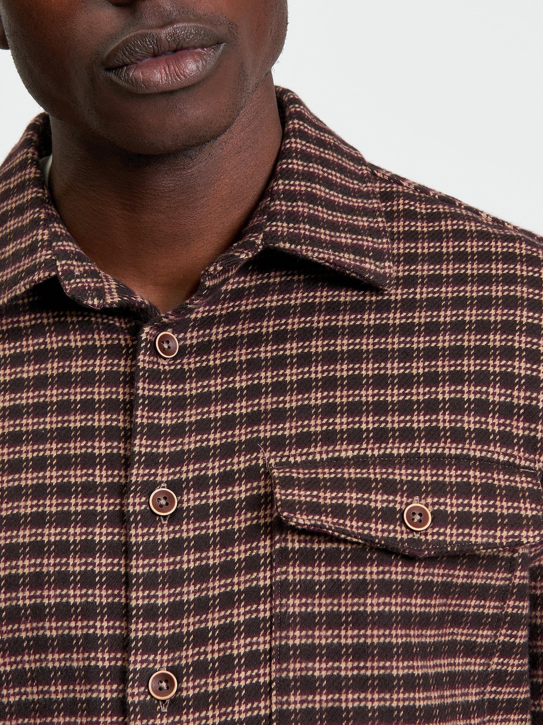 Product image 4 of 5, which shows Ben Sherman Puppytooth Cotton Overshirt, Brown, S