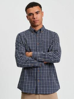 Ben Sherman Cotton Regular Fit Raised Yarn Check Shirt, Marine, Marine