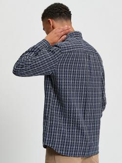 Ben Sherman Cotton Regular Fit Raised Yarn Check Shirt, Marine - view 2, Marine