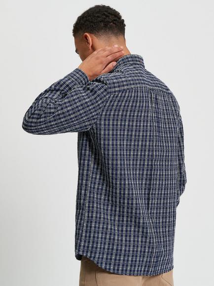 Ben Sherman Cotton Regular Fit Raised Yarn Check Shirt, Marine - view 2, Marine