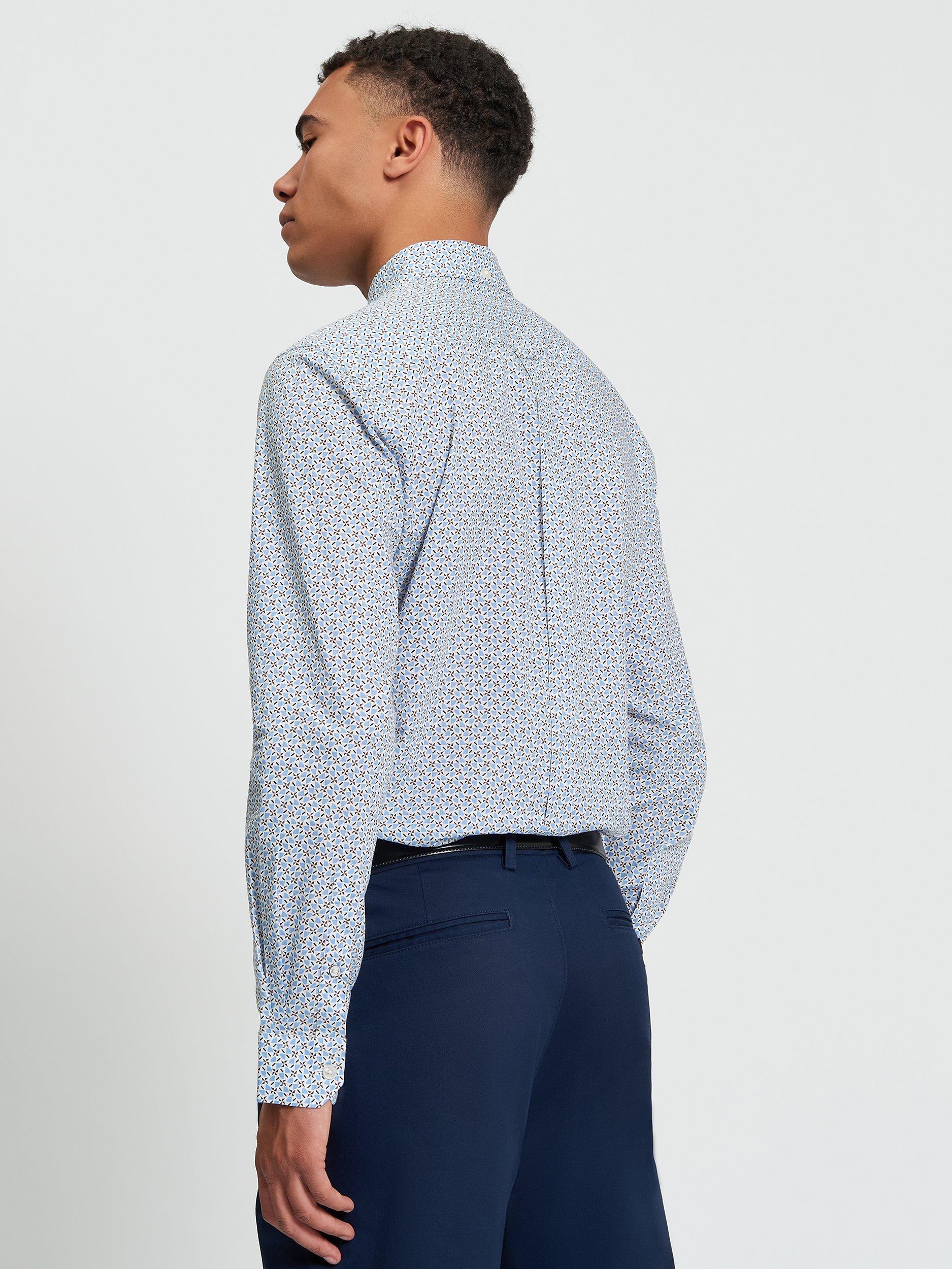 Product image 2 of 5, which shows Ben Sherman Split Geometric Print Shirt, Pale Blue/Multi, S