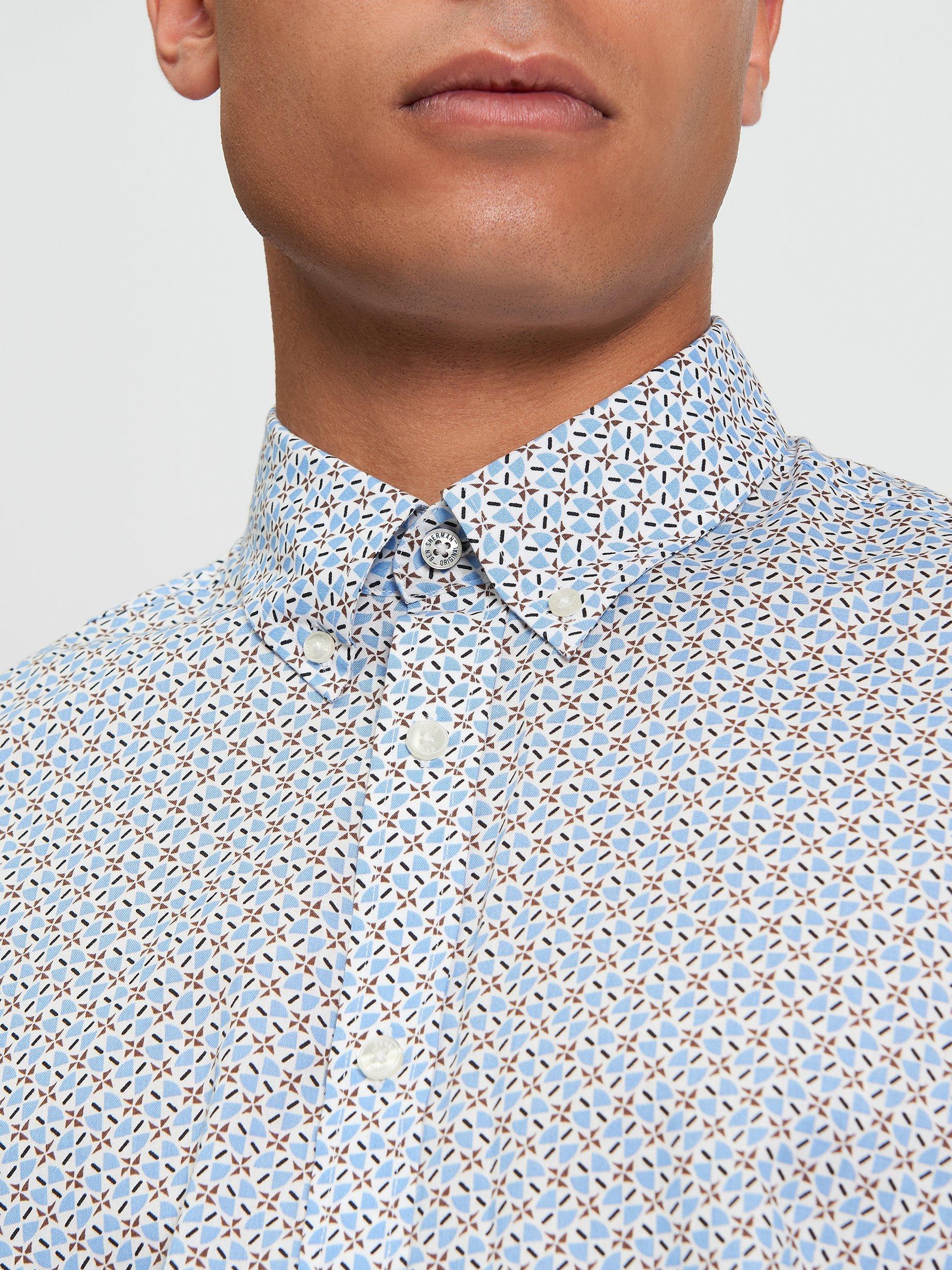 Product image 4 of 5, which shows Ben Sherman Split Geometric Print Shirt, Pale Blue/Multi, S