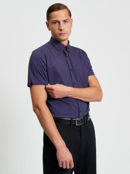 Ben Sherman Signature Organic Cotton Regular Fit Gingham Shirt, Red/Navy