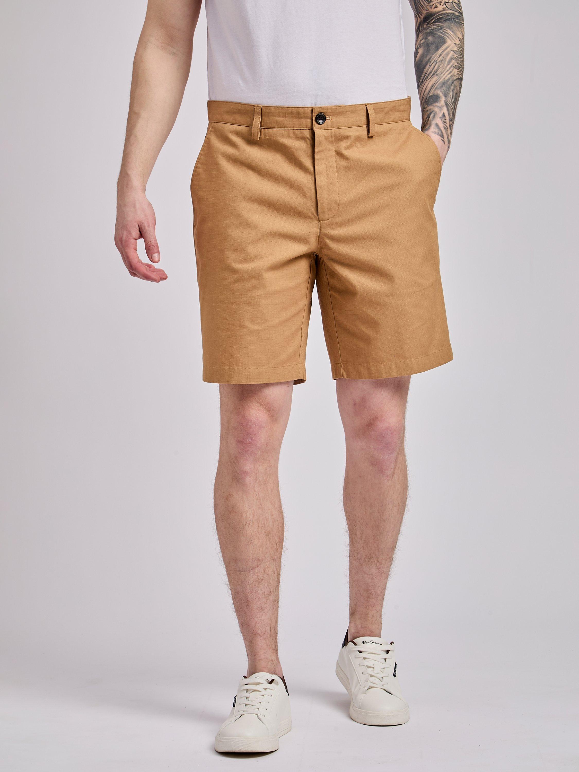 Product image 1 of 5, which shows Ben Sherman Cotton Ripstop Regular Chino Shorts, Light Brown, 30