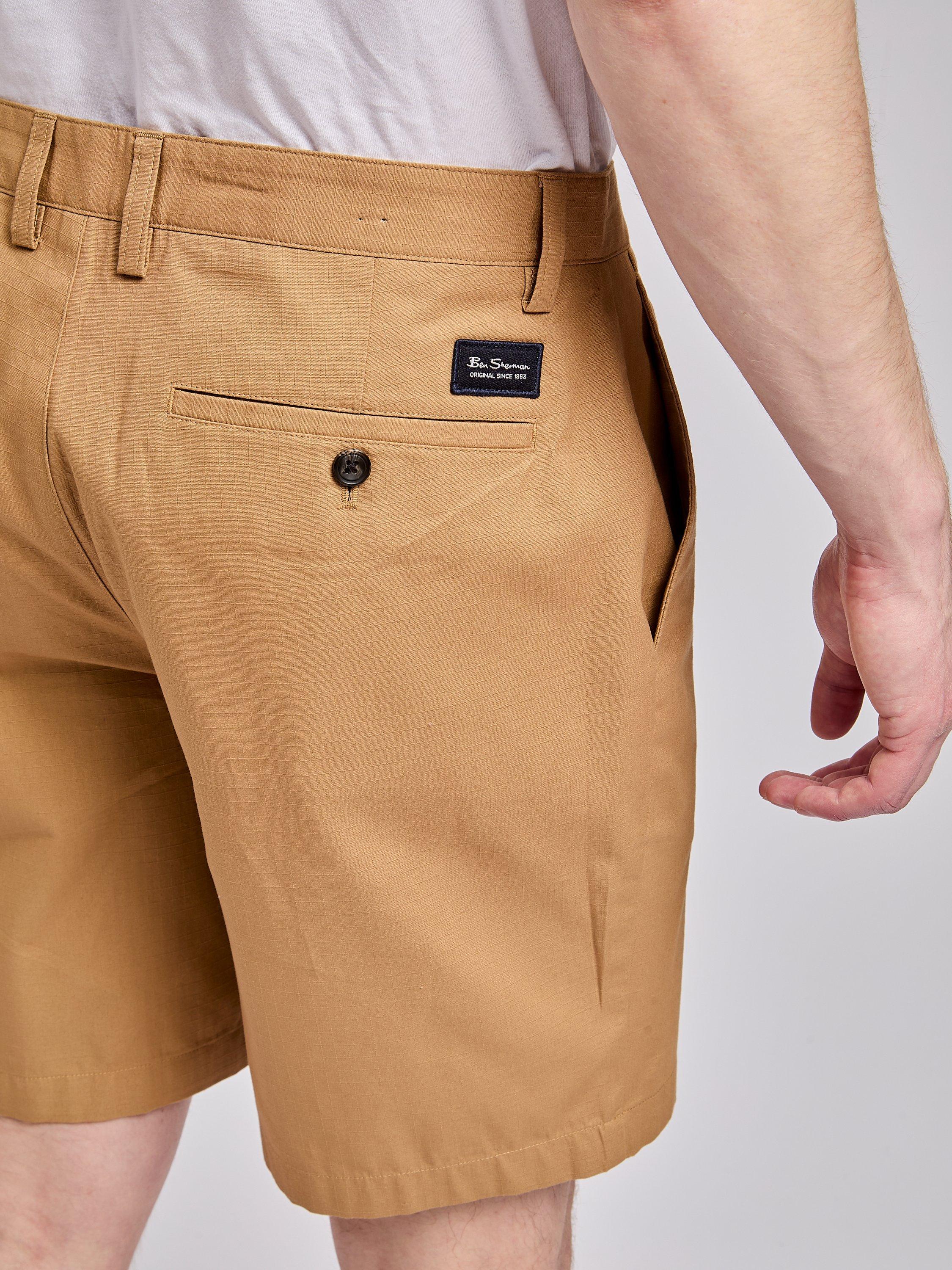 Product image 5 of 5, which shows Ben Sherman Cotton Ripstop Regular Chino Shorts, Light Brown, 30