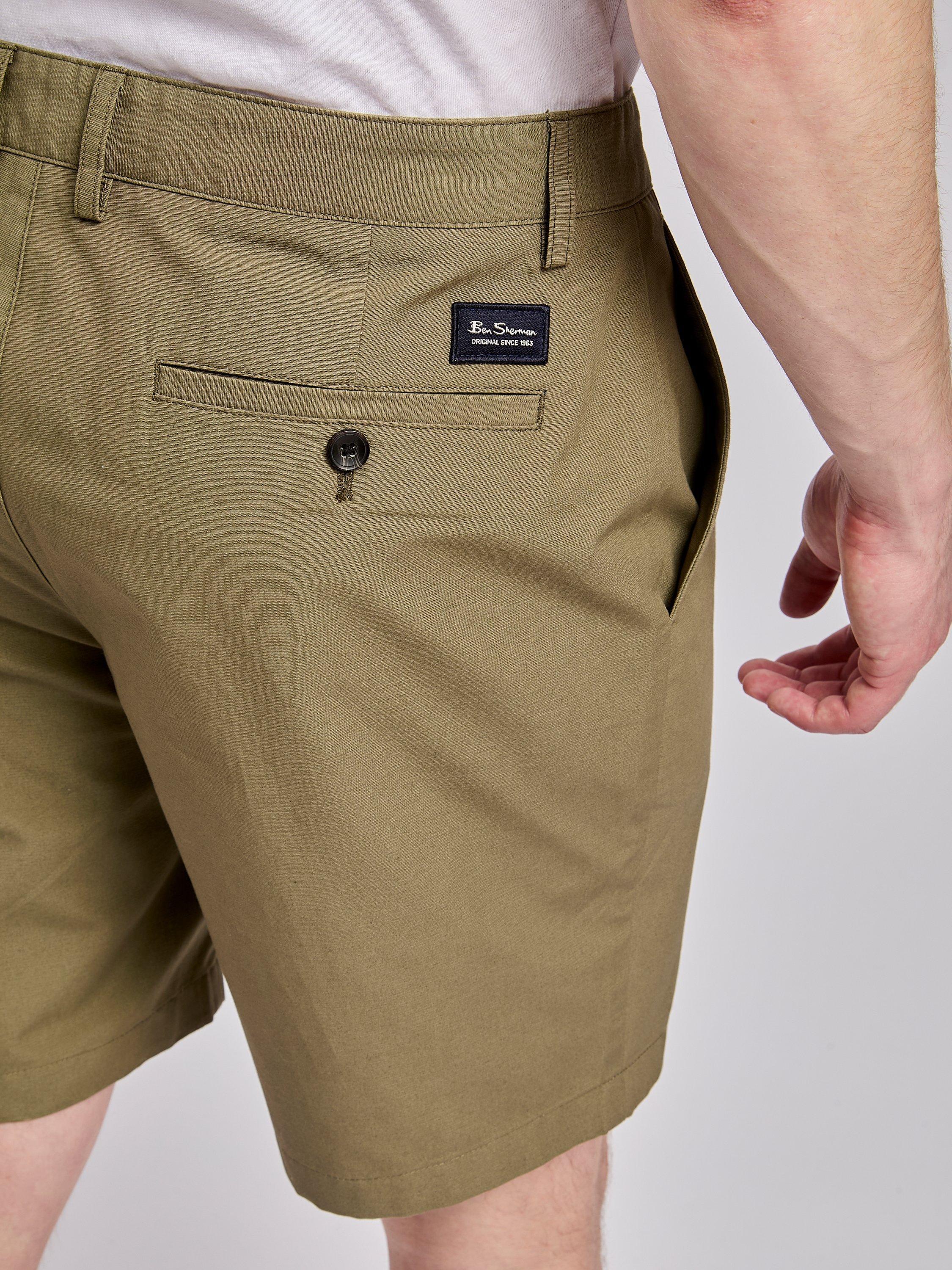 Product image 4 of 4, which shows Ben Sherman Cotton Regular Chino Shorts, Olive, 30