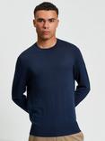 Ben Sherman Merino Wool Crew Neck Jumper, Dark Navy
