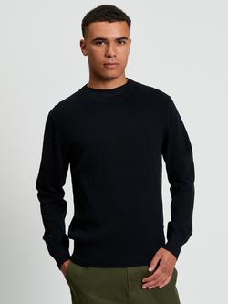 Ben Sherman Textured Cotton Crew Neck Jumper, Black