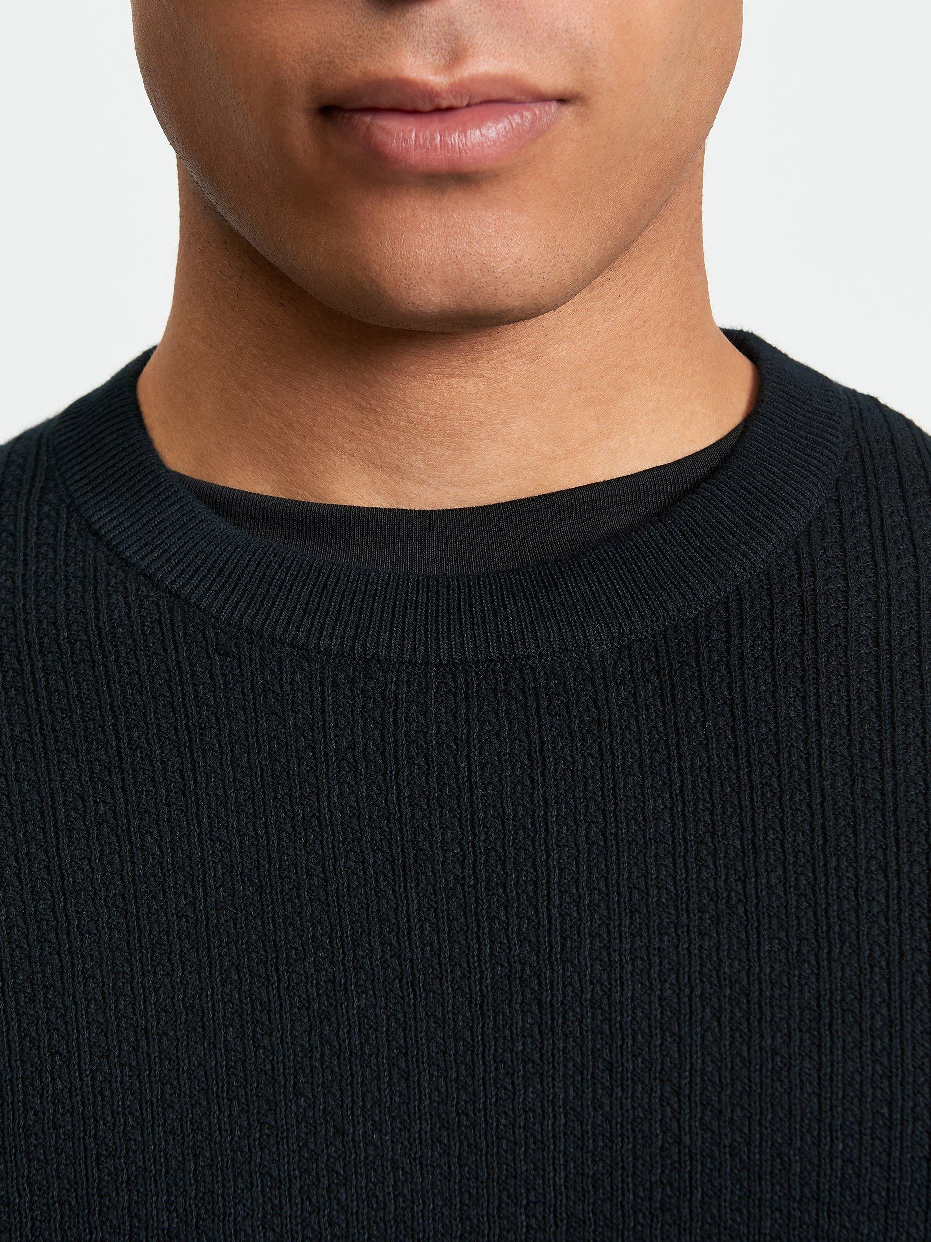 Product image 4 of 4, which shows Ben Sherman Textured Cotton Crew Neck Jumper, Black, S