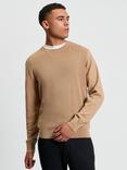 Ben Sherman Textured Cotton Crew Neck Jumper, Sand