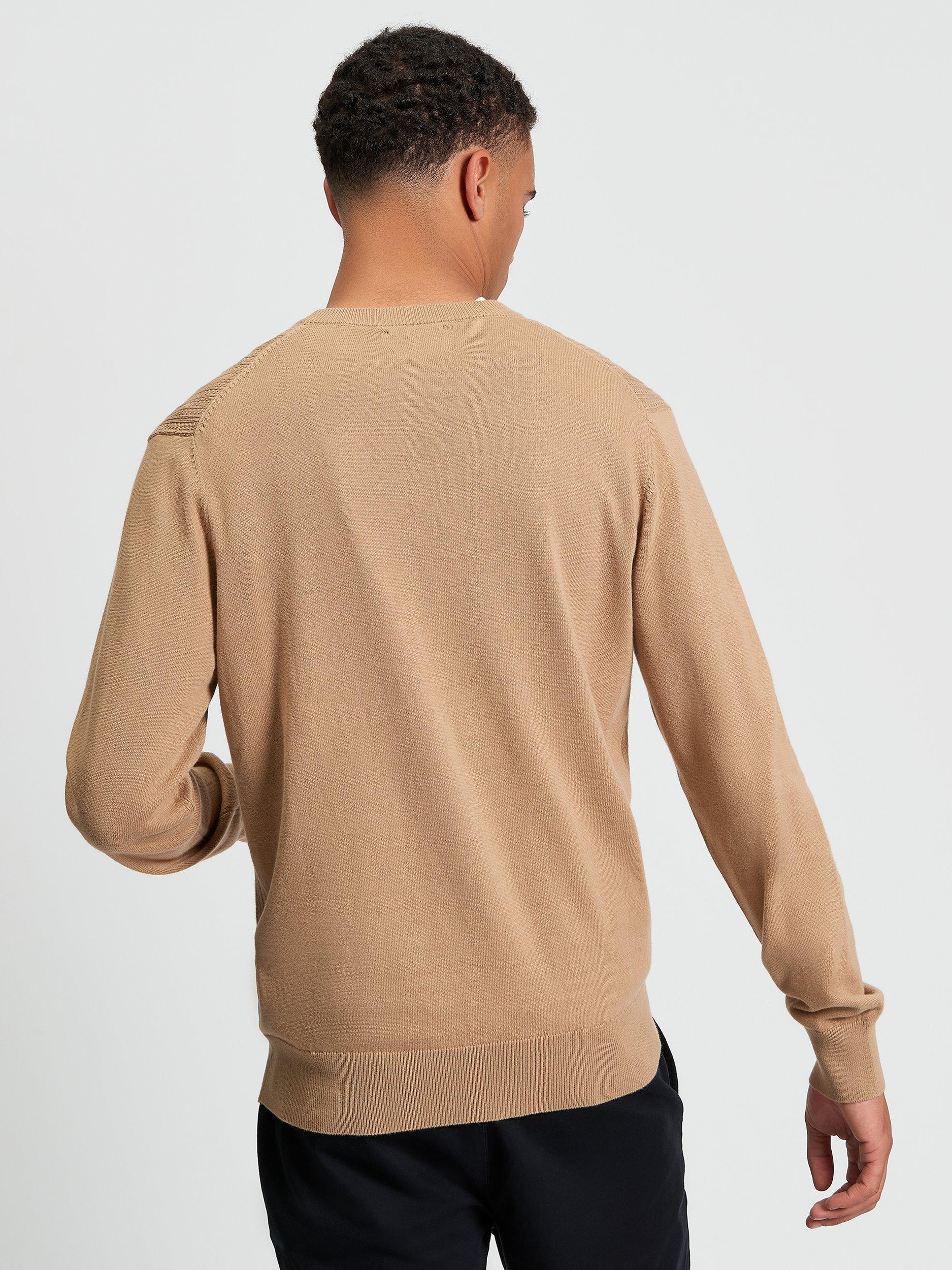 Product image 2 of 4, which shows Ben Sherman Textured Cotton Crew Neck Jumper, Sand, S