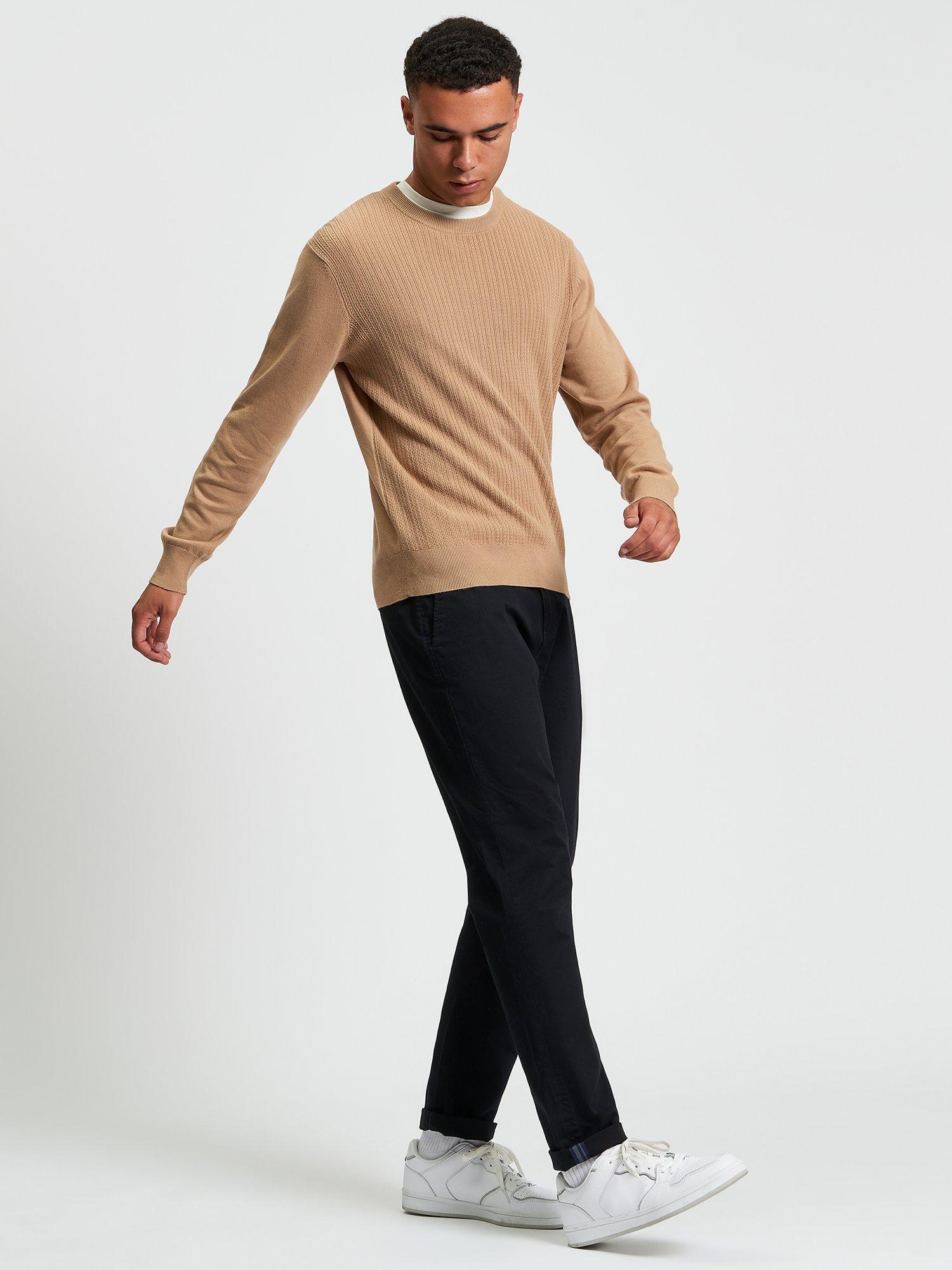 Product image 3 of 4, which shows Ben Sherman Textured Cotton Crew Neck Jumper, Sand, S