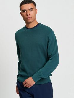 Ben Sherman Textured Cotton Crew Neck Jumper, Teal