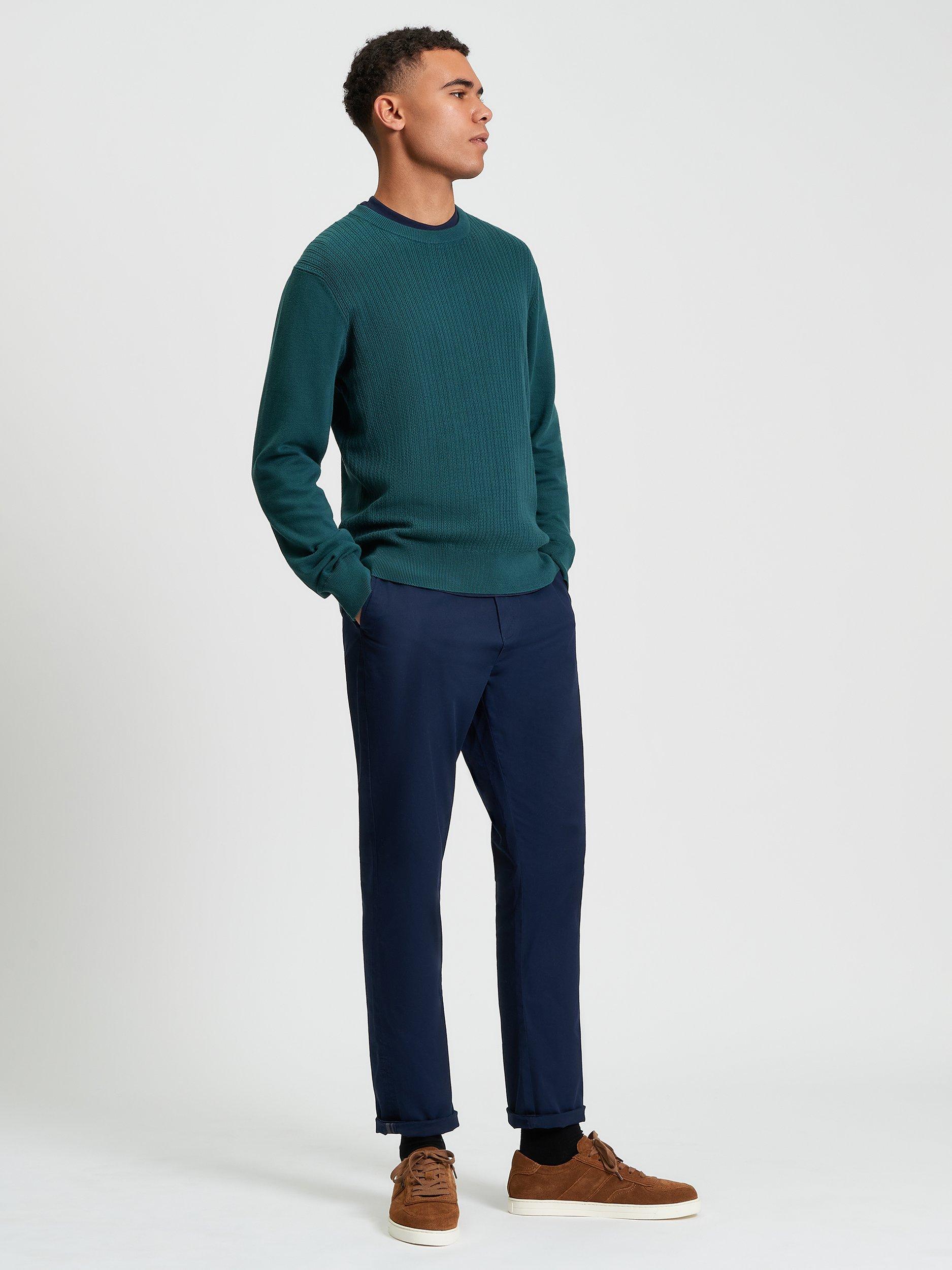 Product image 3 of 5, which shows Ben Sherman Textured Cotton Crew Neck Jumper, Teal, S