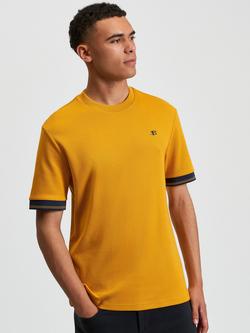 Ben Sherman Cotton Regular Fit Short Sleeve Embroidered Logo T-Shirt, Mustard