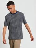 Ben Sherman Cotton Regular Fit Short Sleeve Jacquard Pattern T-Shirt, Dark Navy