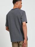 Ben Sherman Cotton Regular Fit Short Sleeve Jacquard Pattern T-Shirt, Dark Navy
