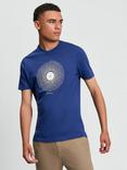 Ben Sherman Cotton Regular Fit Short Sleeve Soundwave Geometric Print T-Shirt, Persian Blue