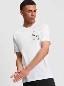 Ben Sherman Organic Cotton Regular Fit Short Sleeve Busker Graphic T-Shirt, White, White