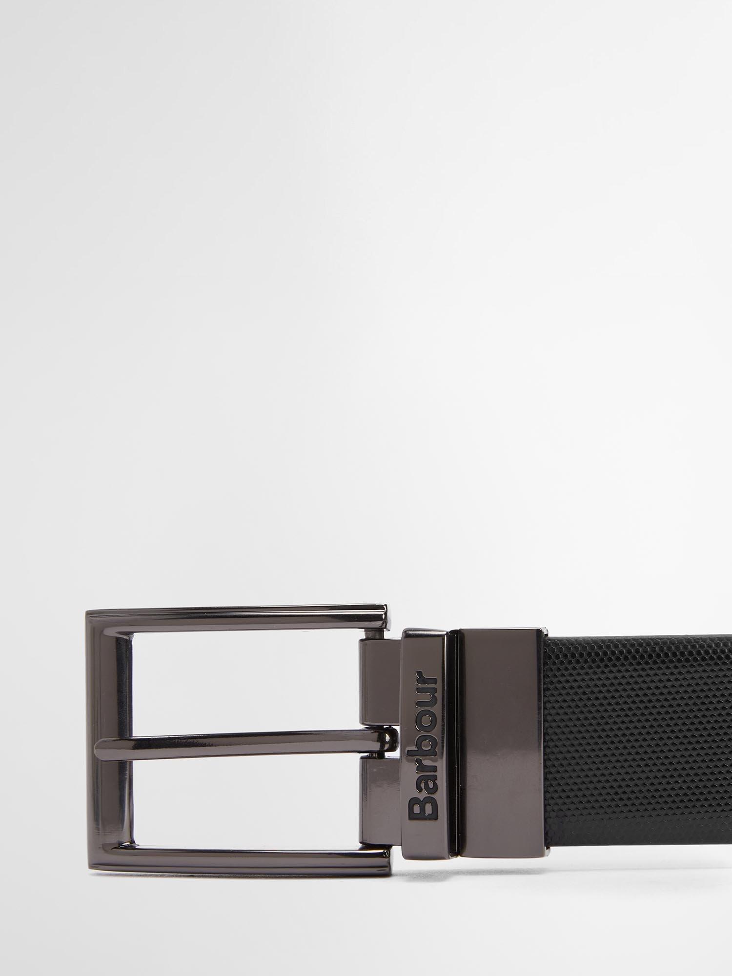 Product image 2 of 3, which shows Barbour Westdale Leather Belt, Black/Coffee, L