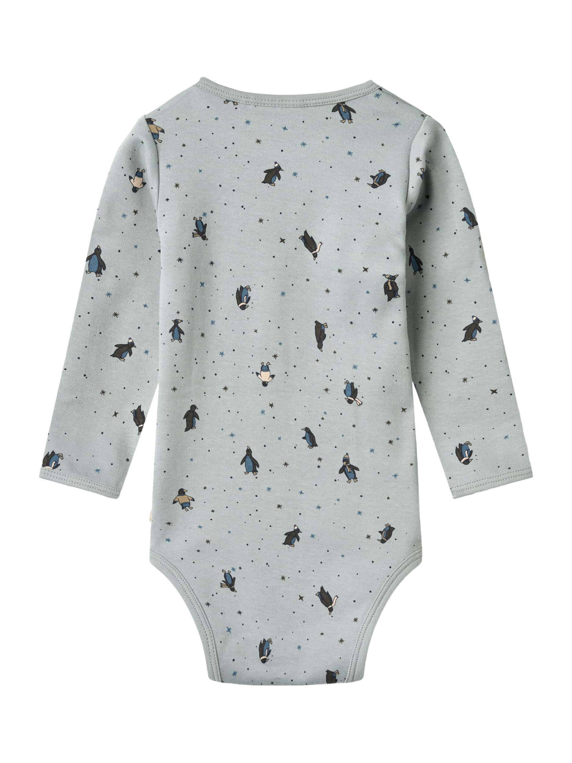 Product image 2 of 2, which shows WHEAT Baby Berti Penguin Bodysuit, Soft Rain/Multi, 9 months
