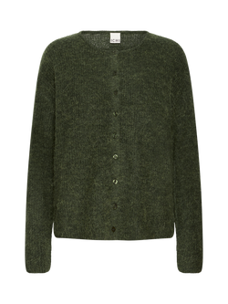 ICHI Kamara Fine Knit Cardigan, Rifle Green