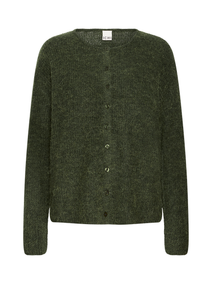 ICHI Kamara Fine Knit Cardigan, Rifle Green