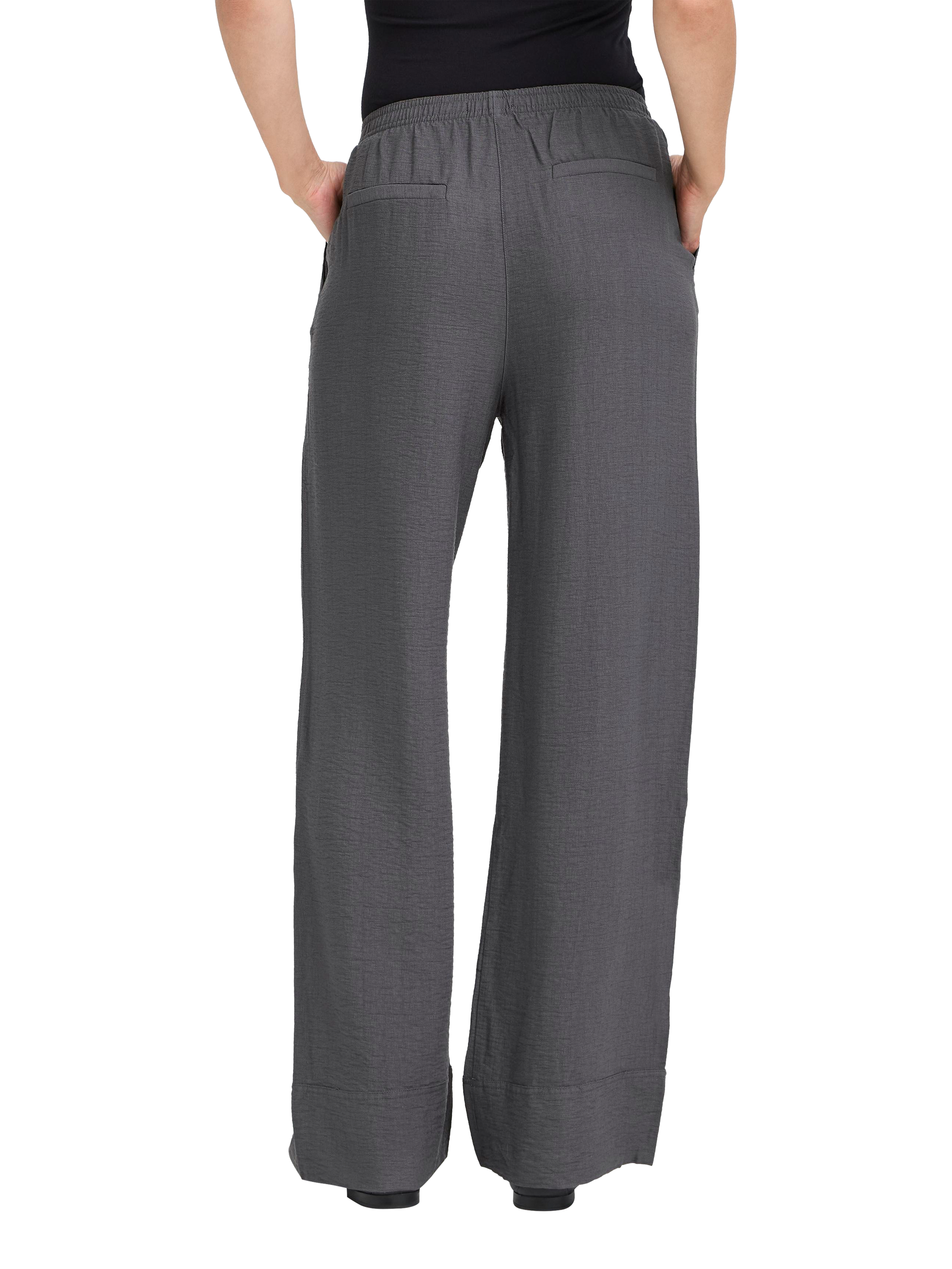 Product image 2 of 7, which shows ICHI Fazima Tailored Trousers, Gray Pinstripe, 8