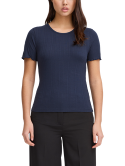 ICHI Cella Ribbed T-Shirt, Total Eclipse, Total Eclipse