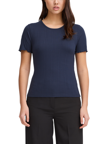 ICHI Cella Ribbed T-Shirt, Total Eclipse, Total Eclipse
