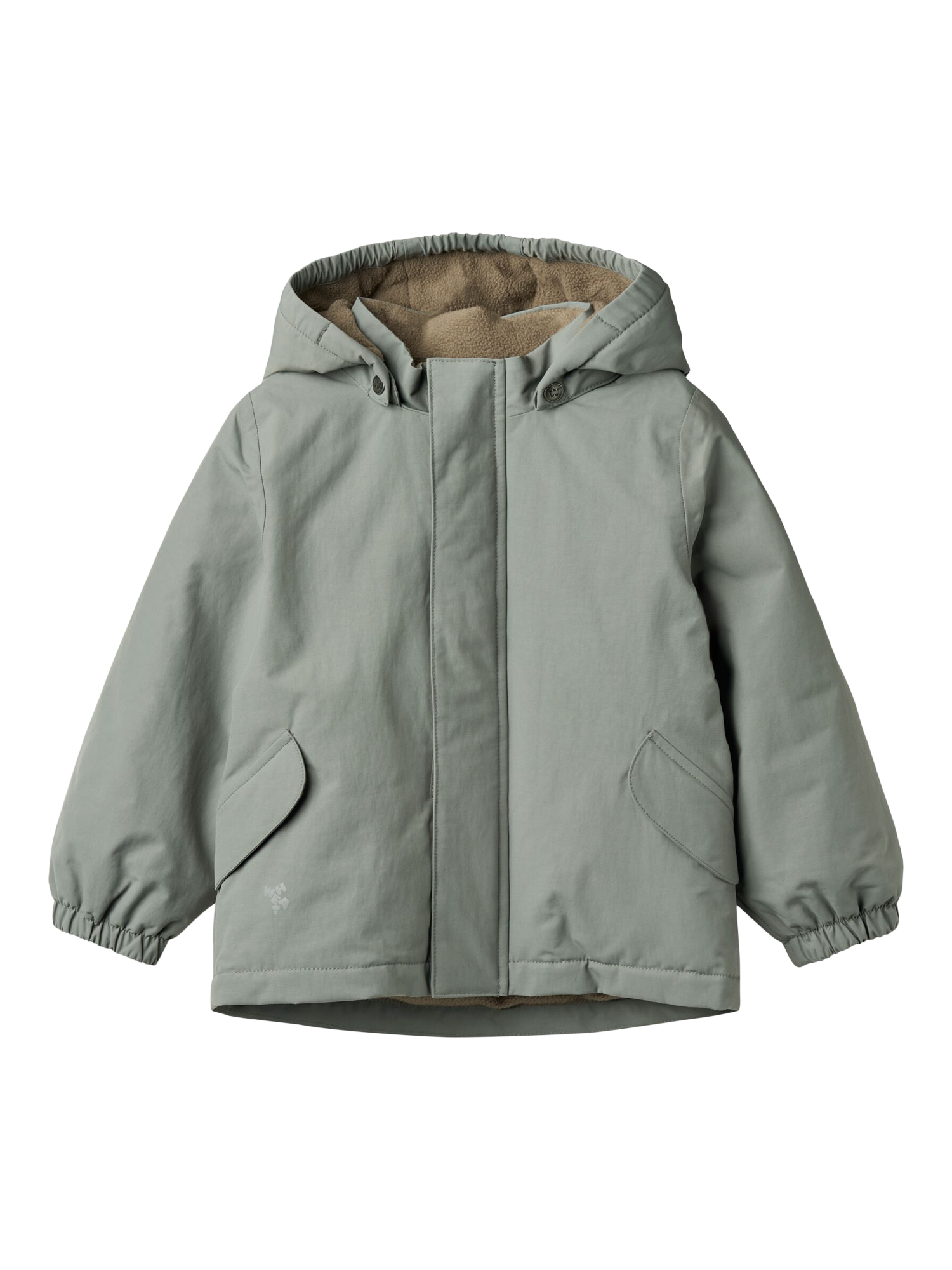 Product image 1 of 4, which shows WHEAT Kids' Waterproof Hooded Tech Jacket, Thunder Sky, 12 months