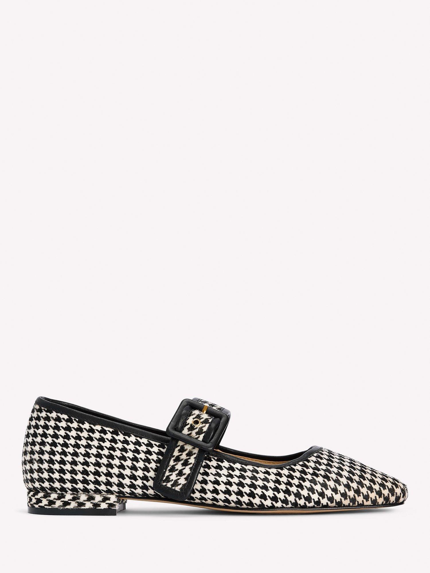 Product image 1 of 5, which shows Boden Vic Chisel Toe Mary Janes, White/Black, 4