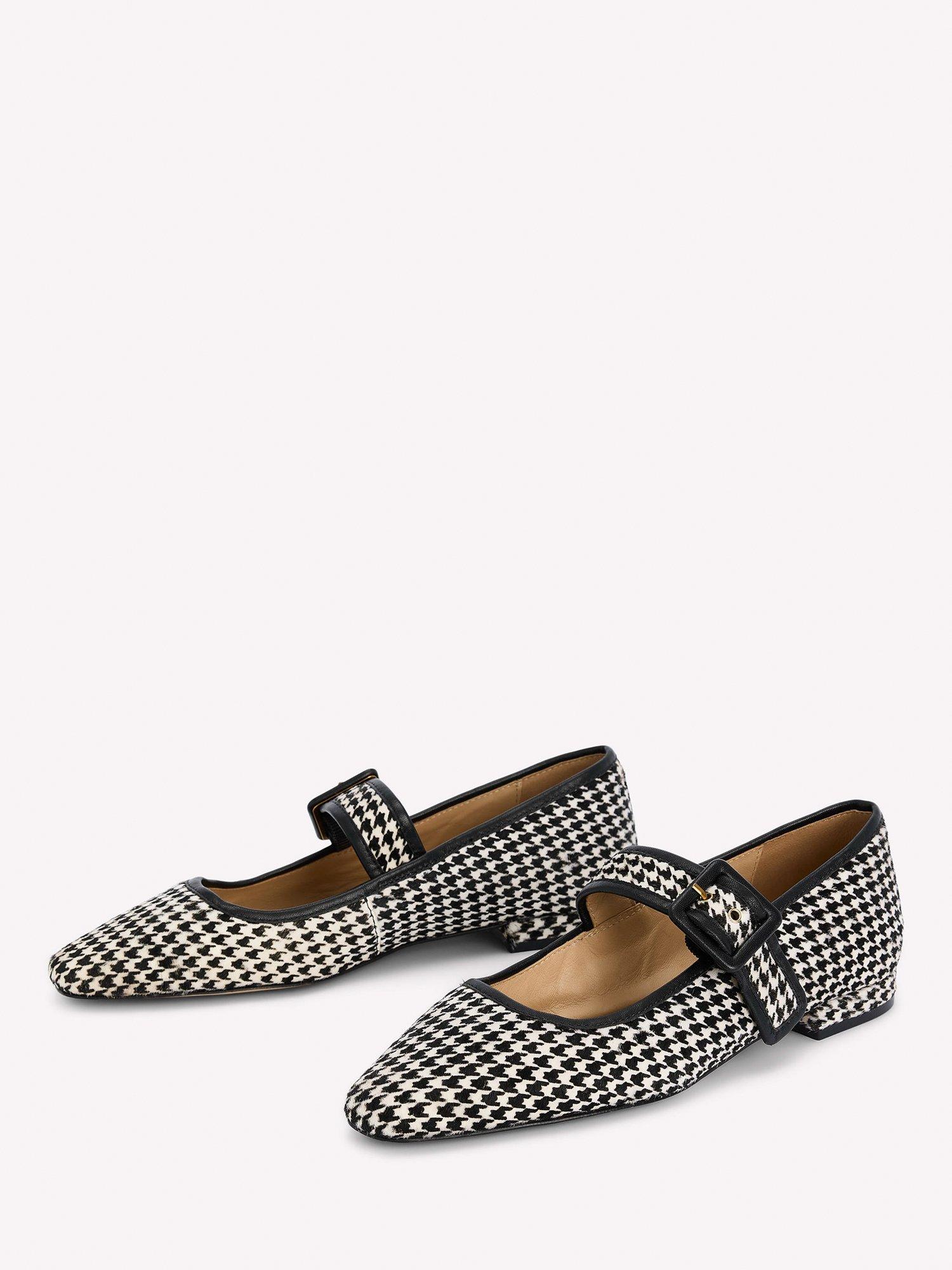 Product image 2 of 5, which shows Boden Vic Chisel Toe Mary Janes, White/Black, 4