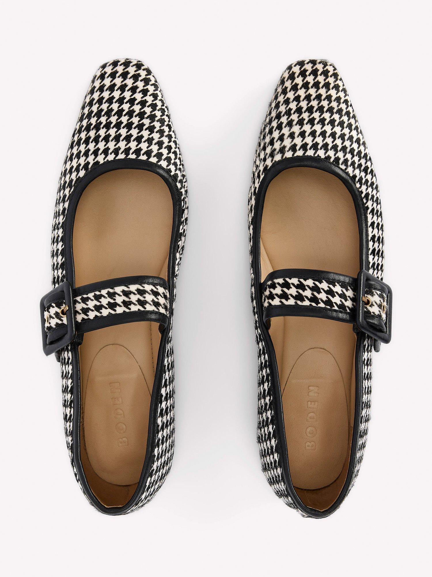 Product image 4 of 5, which shows Boden Vic Chisel Toe Mary Janes, White/Black, 4