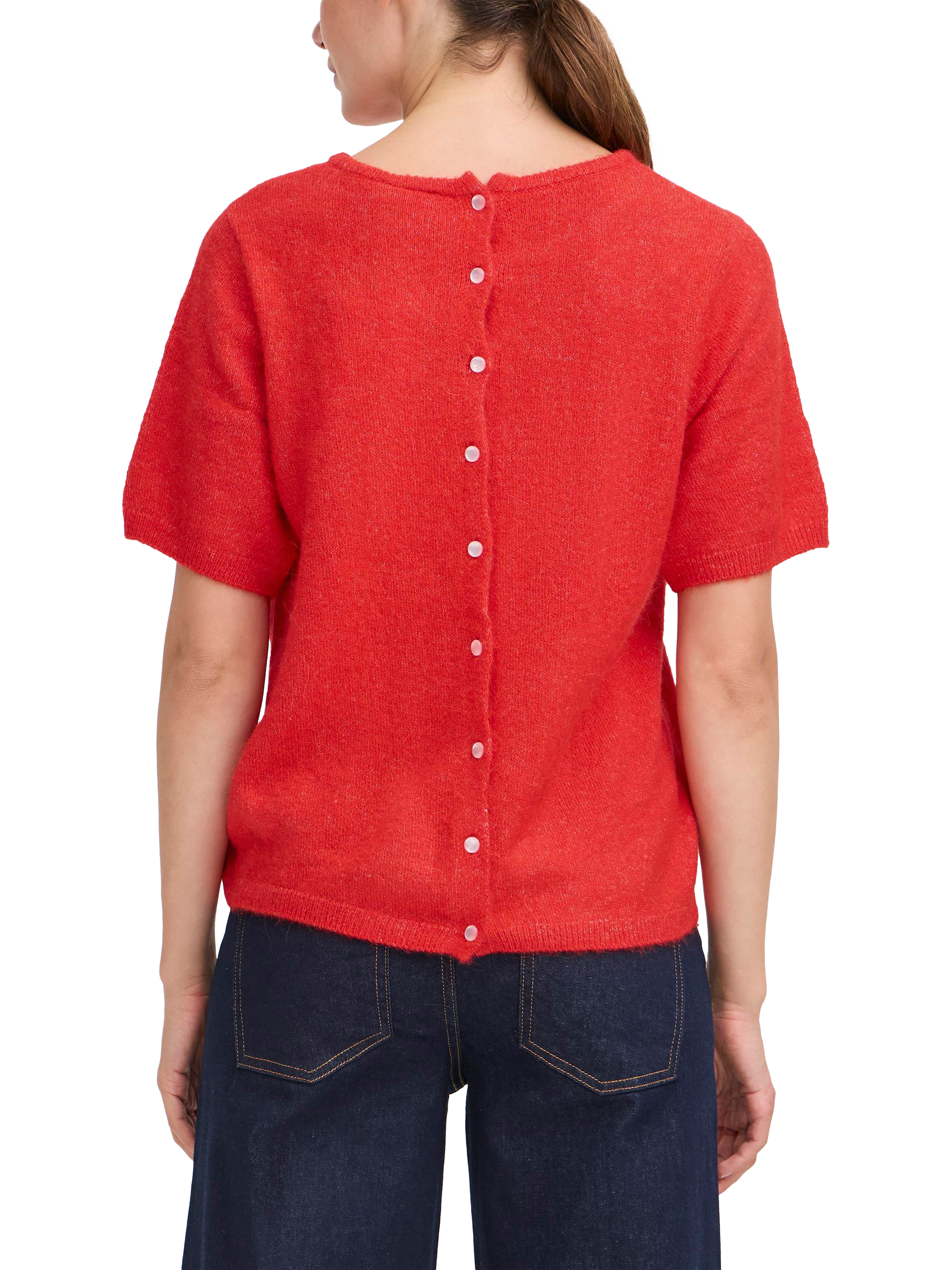 Product image 2 of 7, which shows ICHI Kamara Short Sleeve Jumper, Fiery Red, XS