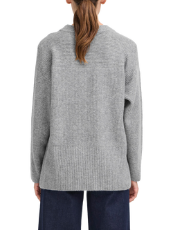 ICHI Ducie Crew Neck Jumper, Grey - view 2, Grey