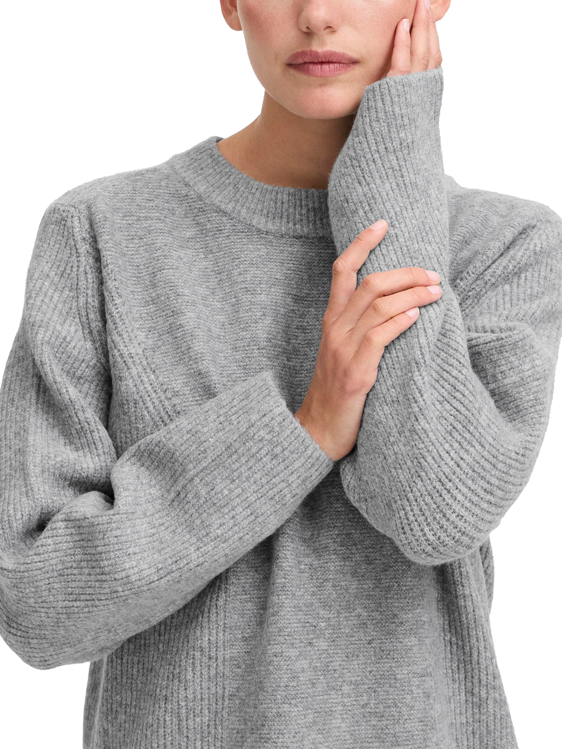 Product image 4 of 7, which shows ICHI Ducie Crew Neck Jumper, Grey, XXL