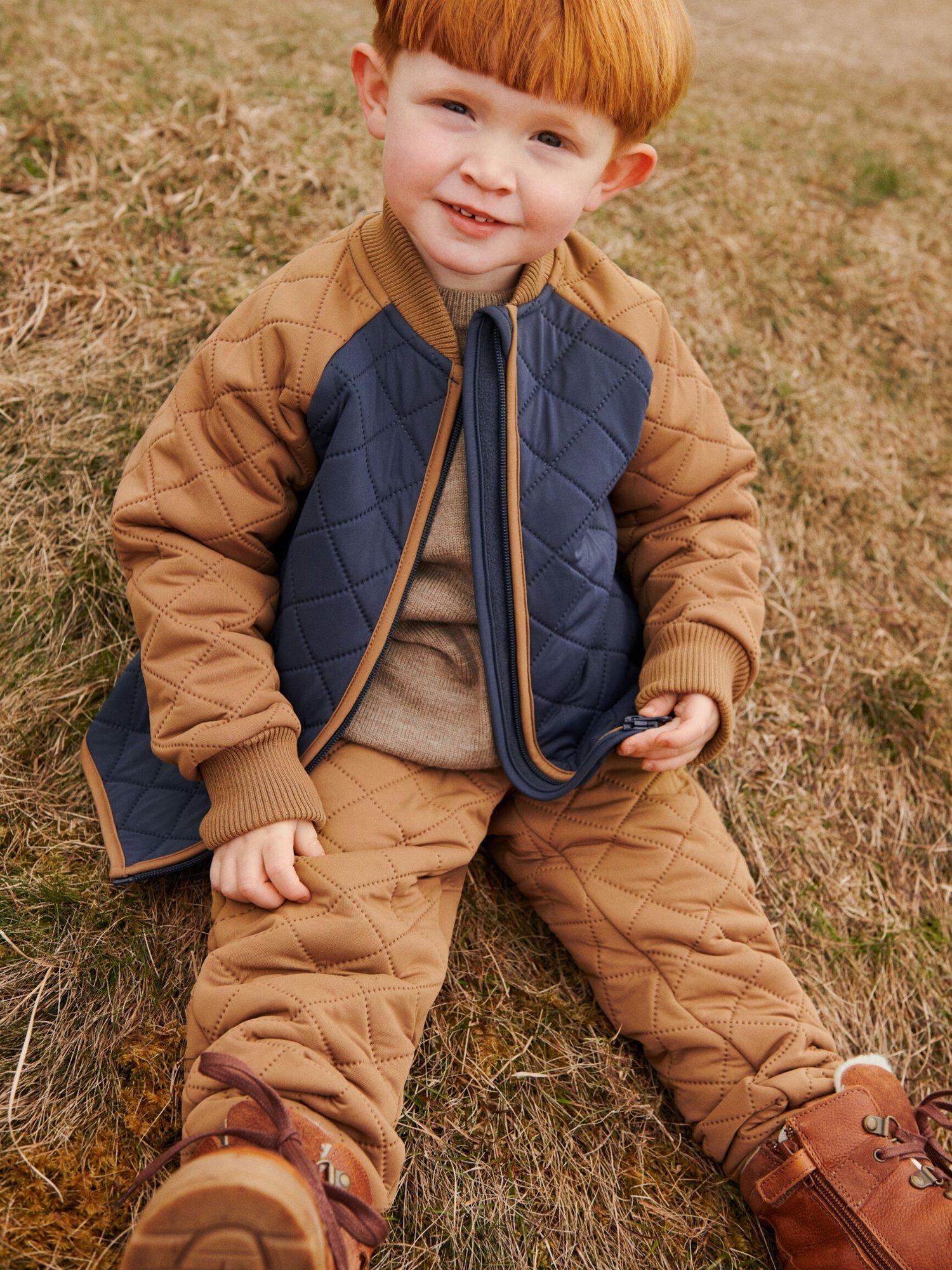 Product image 4 of 4, which shows WHEAT Kids' Colour Block Quilted Thermo Jacket, Ink/Multi, 4 years