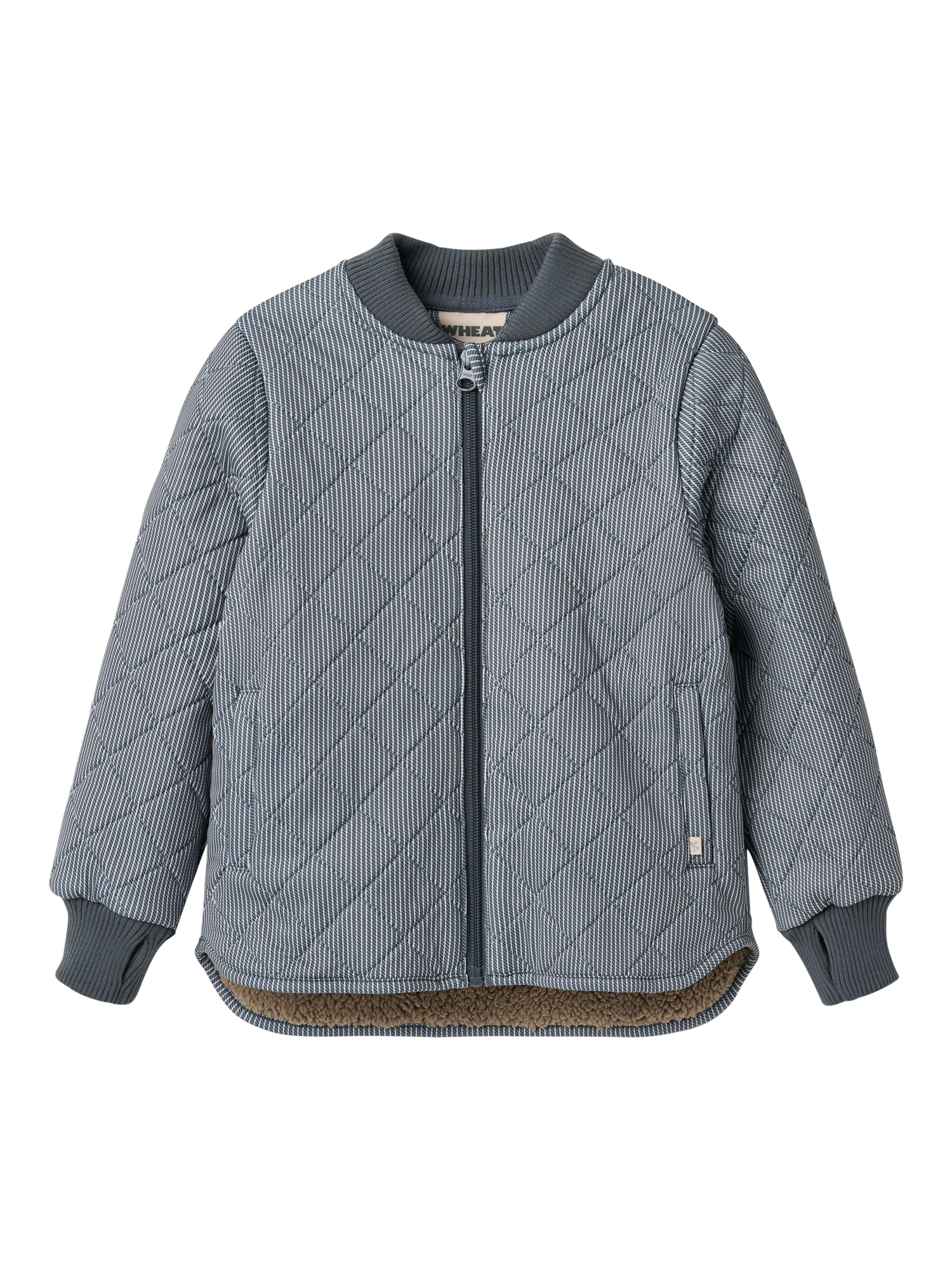 Product image 1 of 6, which shows WHEAT Kids' Stripe Quilted Thermo Jacket, Ink/Multi, 4 years